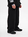 Широкі спортивні штани з вишивкою "Рюу", чорний, фото 3