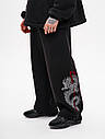 Широкі спортивні штани з вишивкою "Рюу", чорний, фото 6