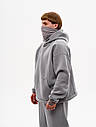 Худі з вшитою балаклавою та вишивкою "Рюу", сірий, фото 4