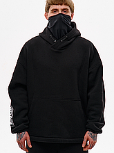 Худі з вшитою балаклавою та вишивкою "Рюу", чорний