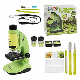 Дитячий мікроскоп підсвічування інструменти 3 скельця контейнери для зразків викрутка (2209-1)