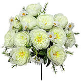 Штучні квіти букет півонії з ромашками Шампань, 48см, фото 2