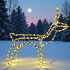 Світлодіодний новорічний олень з санками, що світиться, 110 х 46 см, теплий білий колір, новорічні фігури з гірлянди дюралайт, фото 3