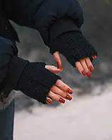 Теплі в'язані Мітенки рукавички без пальців - Black