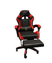 Геймерське крісло Primaveo з ергономічними подушками та висувною підставкою для ніг, Чорний/Червоний, фото 2