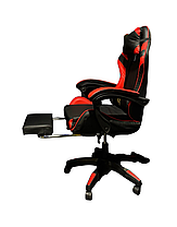 Геймерське крісло Primaveo з ергономічними подушками та висувною підставкою для ніг, Чорний/Червоний, фото 5