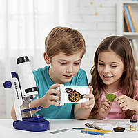 Дитячий мікроскоп Scientific microscope до 120х батарейках аксесуари світло (1220-1), фото 7