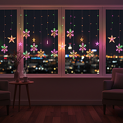 Гірлянда штора GarlandoPro «Сніжинка і Зірка» 3×1 м, 12 фігур, 1733061ML