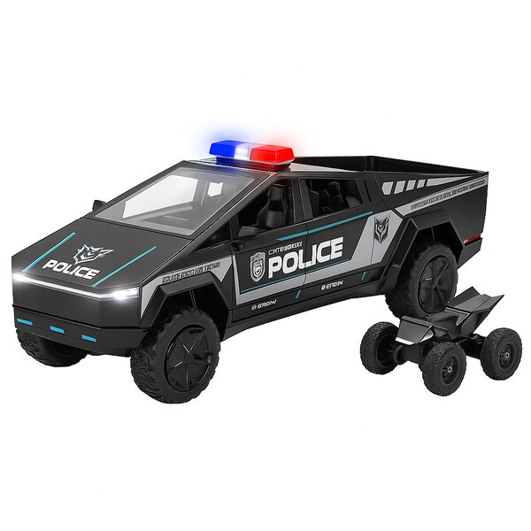 Машинка Tesla Cybertruck Поліція іграшка моделька металева колекційна 23 см Чорний (60849), фото 1