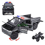 Машинка Tesla Cybertruck Поліція іграшка моделька металева колекційна 23 см Чорний (60849), фото 3
