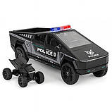 Машинка Tesla Cybertruck Поліція іграшка моделька металева колекційна 23 см Чорний (60849), фото 6