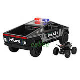 Машинка Tesla Cybertruck Поліція іграшка моделька металева колекційна 23 см Чорний (60849), фото 7