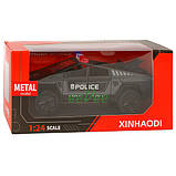 Машинка Tesla Cybertruck Поліція іграшка моделька металева колекційна 23 см Чорний (60849), фото 8