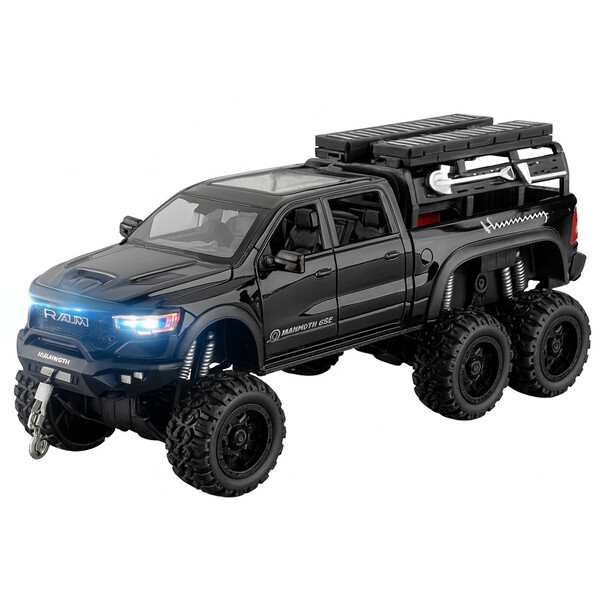 Машинка пікап Dodge Ram Mammoth моделька іграшка металева 21 см Чорний (60850), фото 1