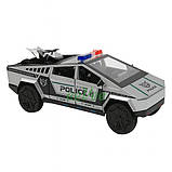 Машинка Tesla Cybertruck Поліція іграшка моделька металева колекційна 23 см Сірий (60853), фото 2