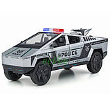 Машинка Tesla Cybertruck Поліція іграшка моделька металева колекційна 23 см Сірий (60853), фото 3