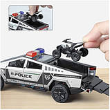 Машинка Tesla Cybertruck Поліція іграшка моделька металева колекційна 23 см Сірий (60853), фото 6