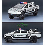 Машинка Tesla Cybertruck Поліція іграшка моделька металева колекційна 23 см Сірий (60853), фото 7