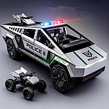 Машинка Tesla Cybertruck Поліція іграшка моделька металева колекційна 23 см Сірий (60853), фото 8