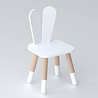Дитячий стільчик вушка зайчика 26х26х24см, стілець у дитячу кімнату до 7 років, білий