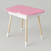 Дитячий стіл хмаринка з нішею 54х68х50, столик трюмо з відкидним верхом, рожевий
