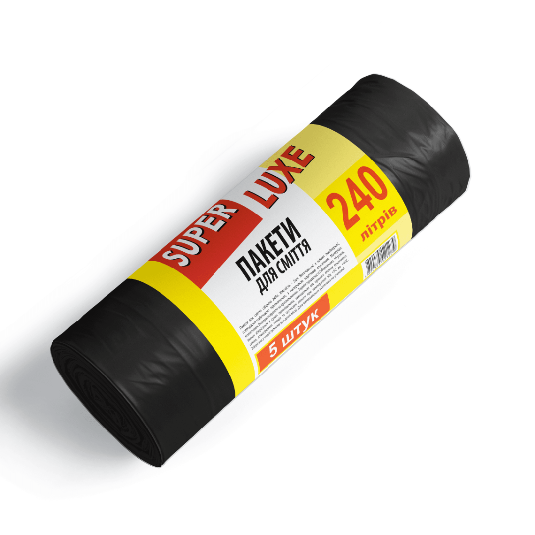 Пакети для сміття “TM Super Luxe” 240л. (5шт), 20уп/ящ.