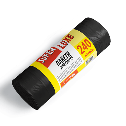 Пакети для сміття “TM Super Luxe” 240л. (5шт), 20уп/ящ., фото 1