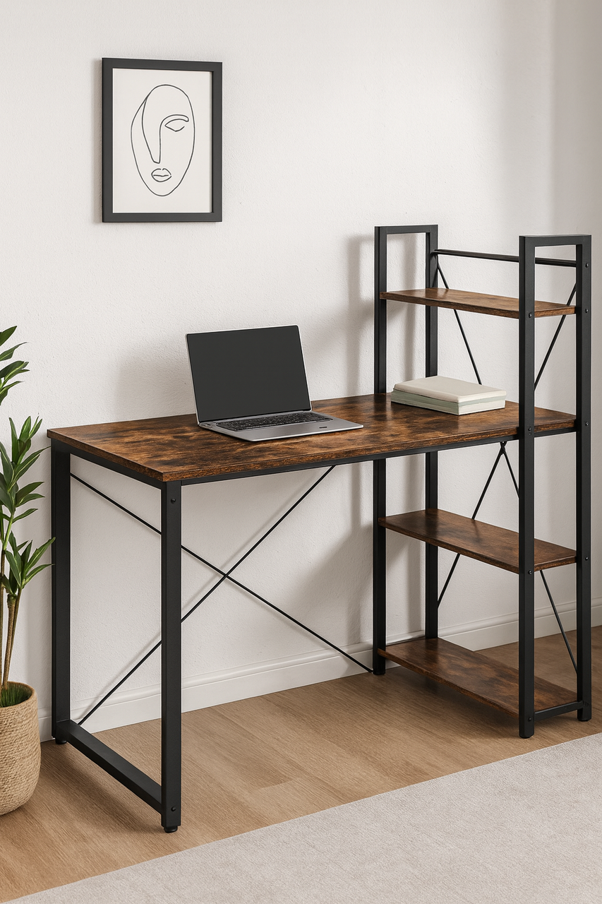 Комп'ютерний стіл Leobert Devoko з бічними полицями в стилі Loft коричневий