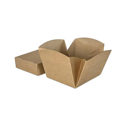 Коробка з кришкою для бургера крафтова 120/120/100 (100шт.), 5уп/ящ., фото 2