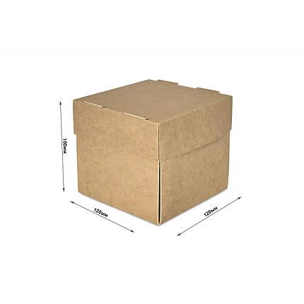 Коробка з кришкою для бургера крафтова 120/120/100 (100шт.), 5уп/ящ., фото 3