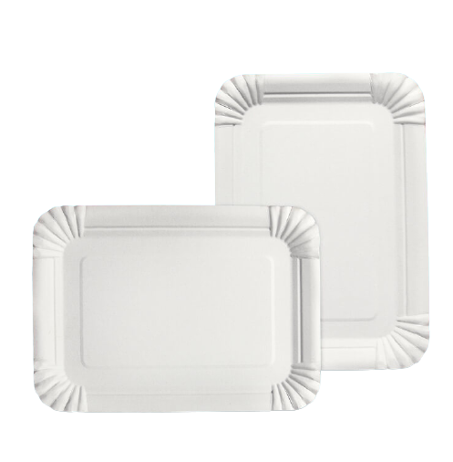 Тарілка паперова прямокутна біла 15,5/21,5см (50шт/уп), 12уп/ящ