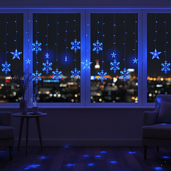 Гірлянда штора GarlandoPro «Сніжинка і Зірка» 3×1 м, 12 фігур, синя, 1733062BL