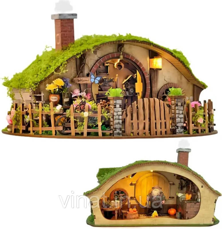 Румбокс Хатина Хобіта Інтер'єрний конструктор The Magic Ring House DIY Roombox Kit SQ-59, фото 1