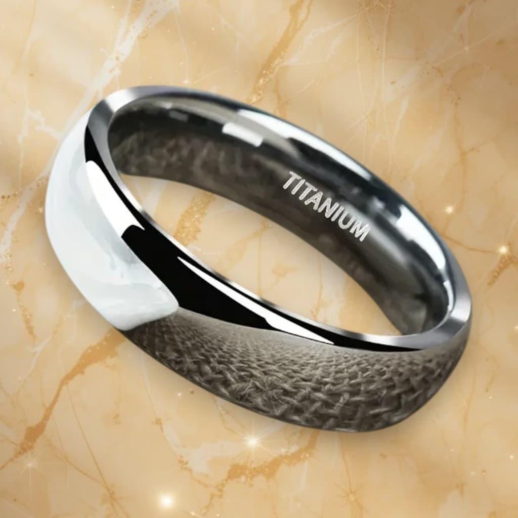 Кільце сріблясте класичне обручне або весільне Lunaris титанове сталь 6 мм 21.5 розмір, фото 1