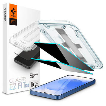 Захисне скло Spigen для Samsung Galaxy S25/ S24 - EZ FIT GLAS.tR Privacy (2 шт), Антишпигун (AGL09308)