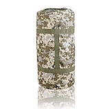 Сумка-баул 120 л піксель виготовлений з посиленої тканини Oxford 600D | Циліндрична конструкція, фото 2