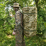 Сумка-баул 120 л піксель виготовлений з посиленої тканини Oxford 600D | Циліндрична конструкція, фото 6