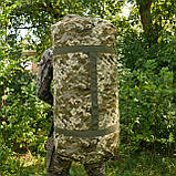 Сумка-баул 120 л піксель виготовлений з посиленої тканини Oxford 600D | Циліндрична конструкція, фото 7