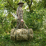 Сумка-баул 120 л піксель виготовлений з посиленої тканини Oxford 600D | Циліндрична конструкція, фото 8