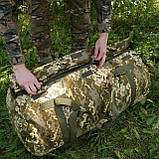 Сумка-баул 120 л піксель виготовлений з посиленої тканини Oxford 600D | Циліндрична конструкція, фото 9