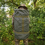 Сумка-баул 80 літрів (74*37.5 см) для військовий Олива Циліндричної конструкції Водонепронепроникний, фото 8