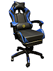 Геймерське крісло Primaveo Black/Blue — комфортне ігрове крісло з подушками та підставкою для ніг, фото 2
