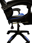 Геймерське крісло Primaveo Black/Blue — комфортне ігрове крісло з подушками та підставкою для ніг, фото 5