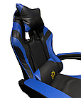 Геймерське крісло Primaveo Black/Blue — комфортне ігрове крісло з подушками та підставкою для ніг, фото 6