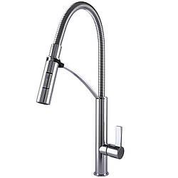 Змішувач для кухні латунний з гнучким гусаком TOPAZ SARDINIA TS 8818-0 Хром глянець