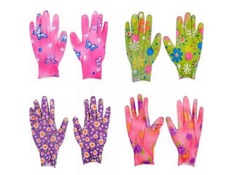 Супутні товари Перчатки Квіточка з візерунком прогумовані жіночі