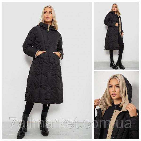 Куртка жіноча зима 24115 black-beige р.L-3XL "Seven Group" недорого гуртом від прямого постачальника