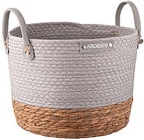 Кошик Ardesto Minimalism 28х28х22см, паперовий шпагат, рогожка, сірий