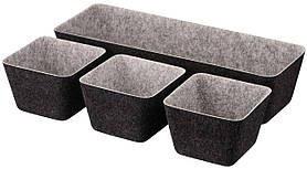 Набір контейнерів Ardesto Prestigio 4 предмети, 38.5x13.5x9cm/12x12x8.5см, фетр, сірий