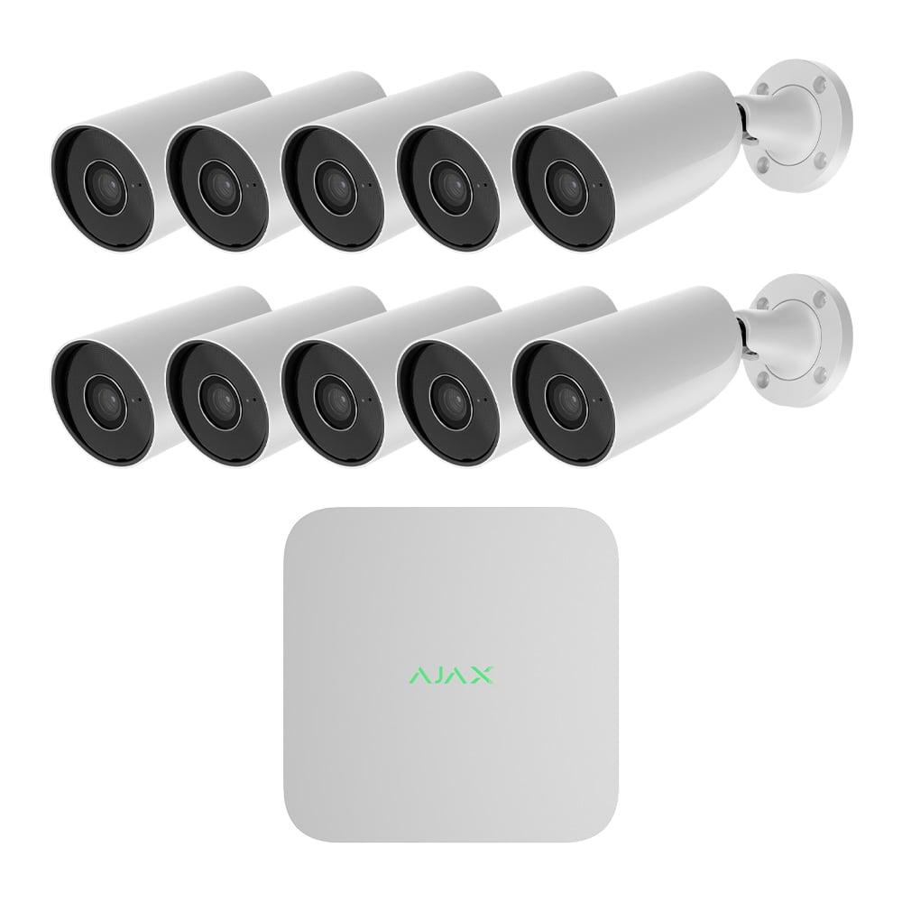 Комплект IP-відеоспостереження на 10 камер Ajax IP-Video Kit 10x5MP/2.8 mm (BW): 10 циліндричних 5MP відеокамер + 16-канальний 8Mp, фото 1